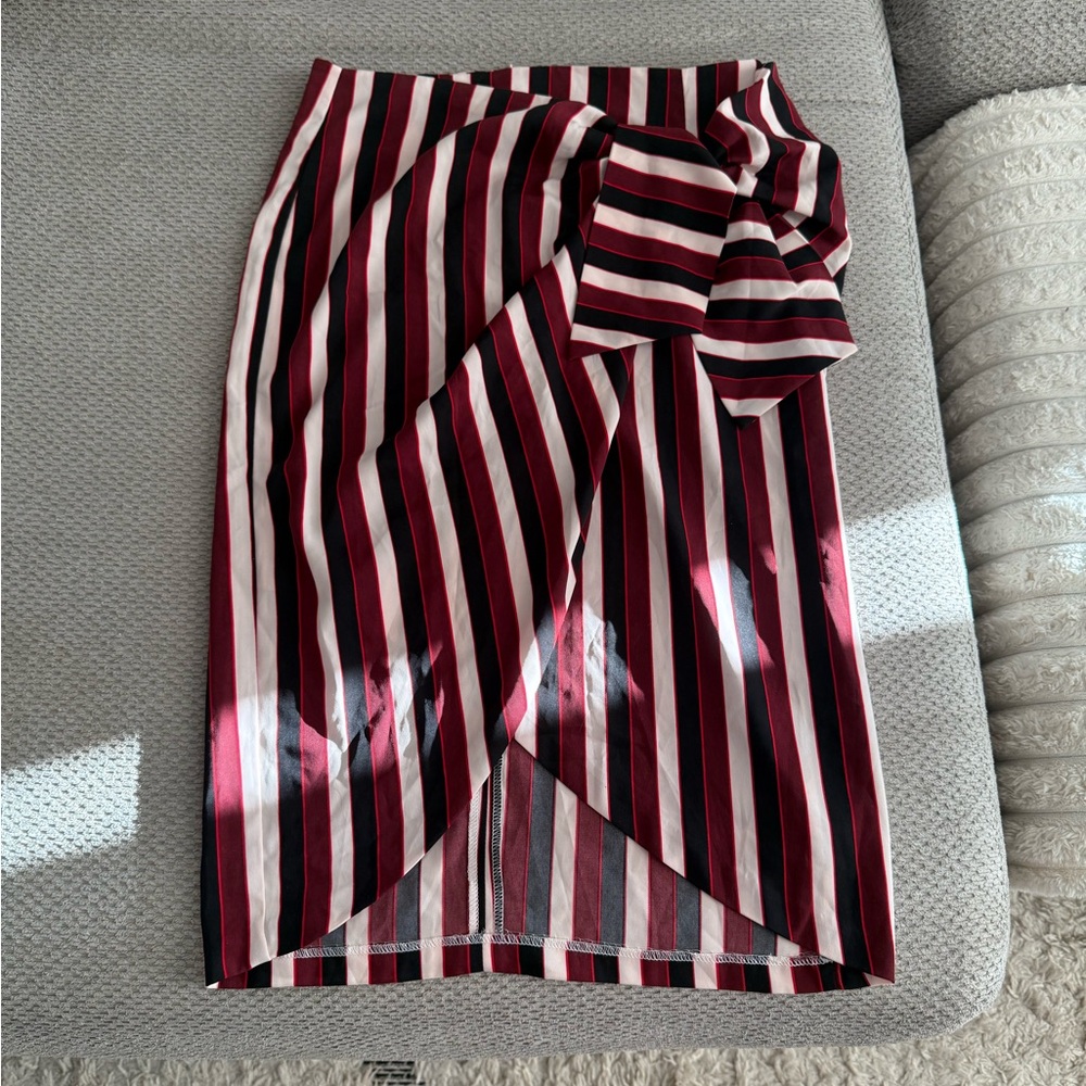 Dynamite Burgundy and White Striped Pencil Skirt
